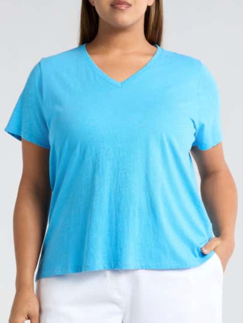 EILEEN FISHER Easy V-Neck Organic Cotton T-Shirt NWT 1X